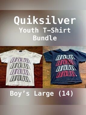 Quiksilver Youth Graphic Logo T-Shirt Bundle, Boy’s Large (14)